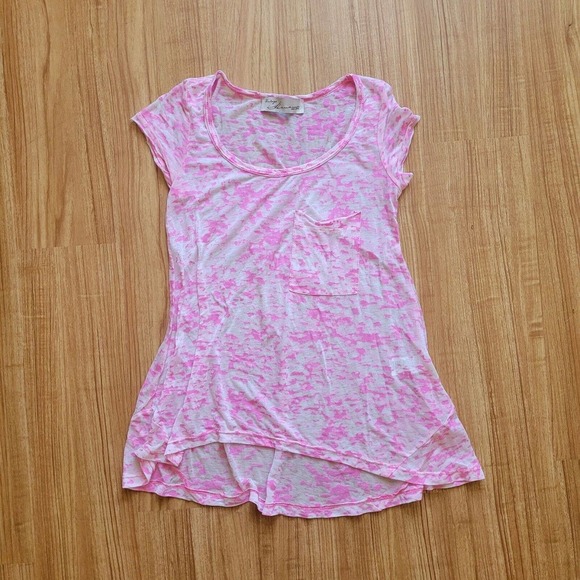 Vintage Havana Shirt Womens Size Medium Pink And White Burnout High Low Top - Picture 3 of 7